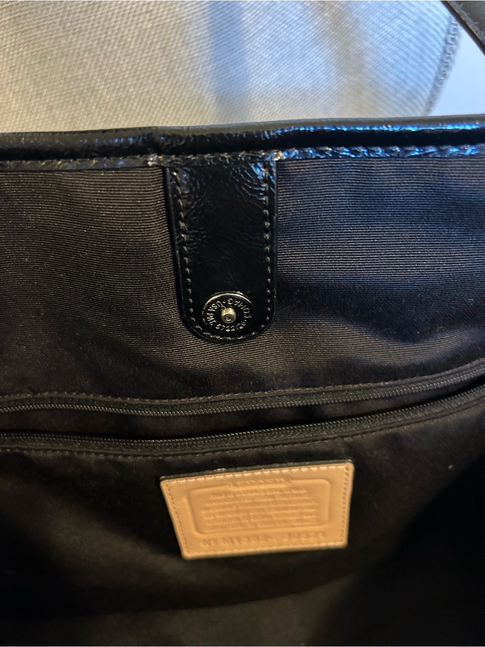 Coach Signature Large Tote in Gray with Black and Cream Stripe - Picture 7 of 9